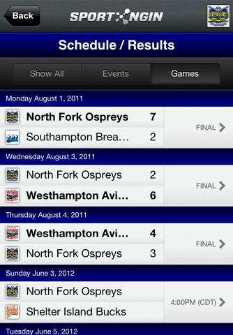 Sport Ngin Mobile Game Results