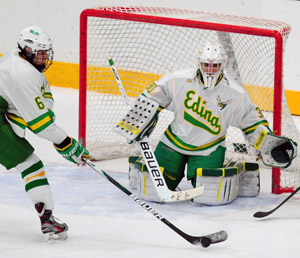 Edina goaltender Andrew Rohkohl. Photo by Adam Crane