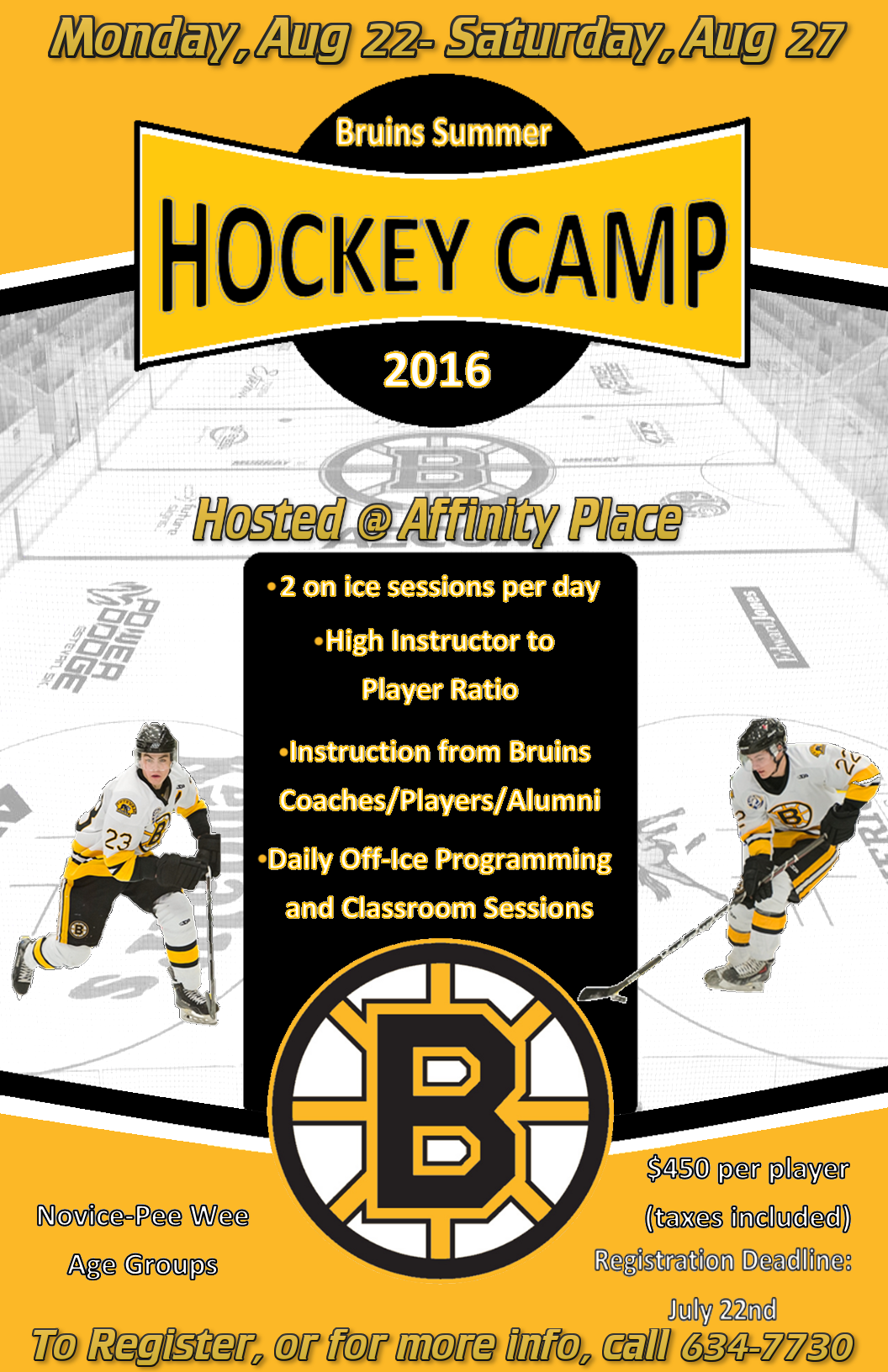 Bruins to Host Summer Hockey Camp, Aug 2227
