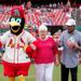 Pat Eberly throws first pitch to Ozzie Smith