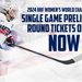 Team USA's Hilary Knight skates onto the ice, with text stating "Single Game Preliminary Round tickets on sale now" 