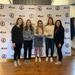 (Left to right) Coach Makenna Newkirk, Audrey Knapp, Mia Buonarosa, Hayley Hunter, Coach Dana Trivigno