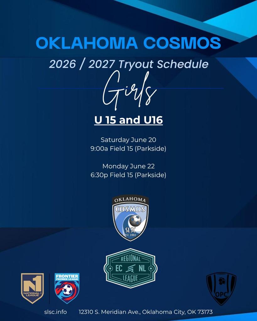 Oklahoma Cosmos Tryout information for 2026-2027