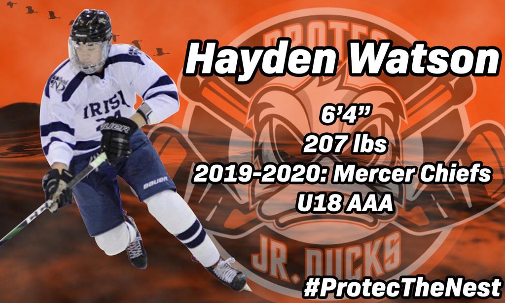 The Jr Ducks Sign Hayden Watson…