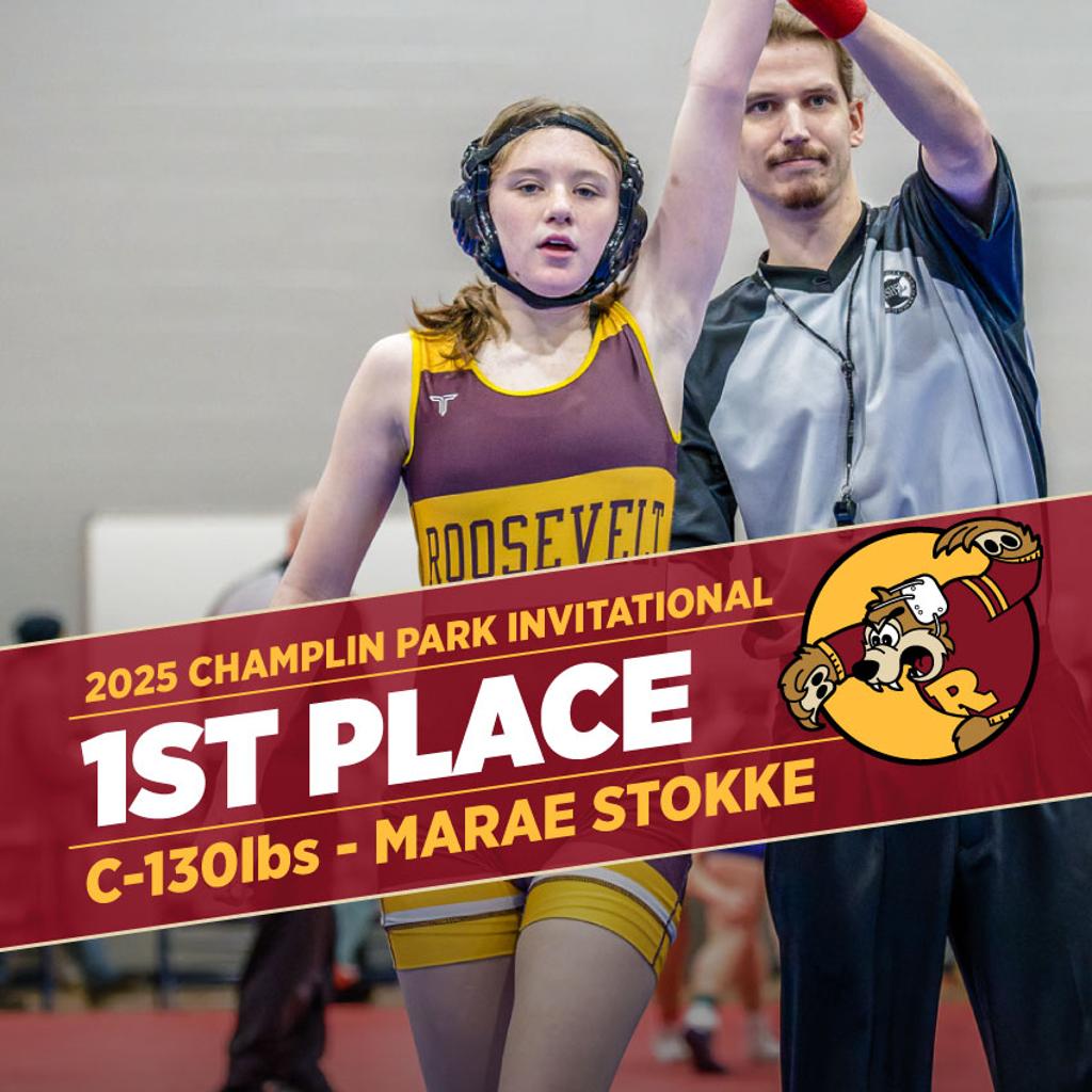 Teddy Wrestling Champlin Girls Invitational c-130 1st place Marae Stokke