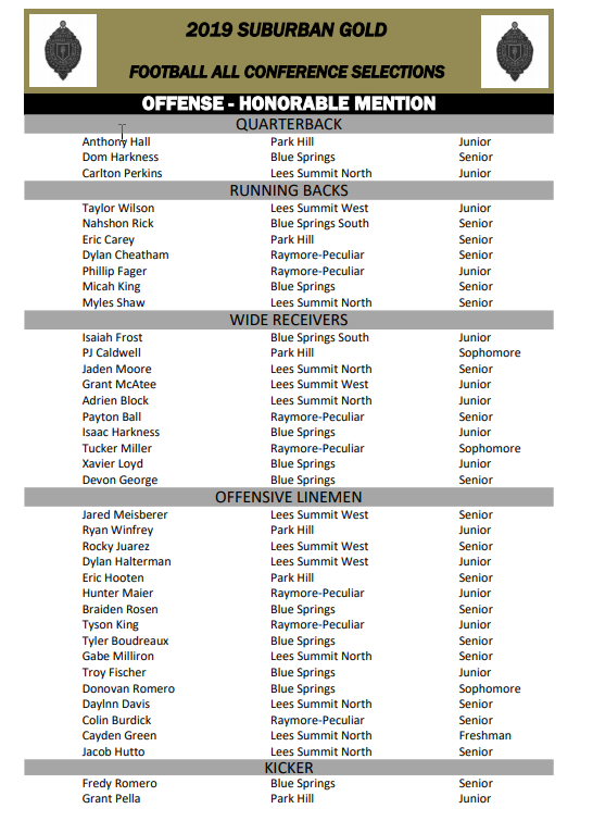 Suburban Gold AllConference Teams
