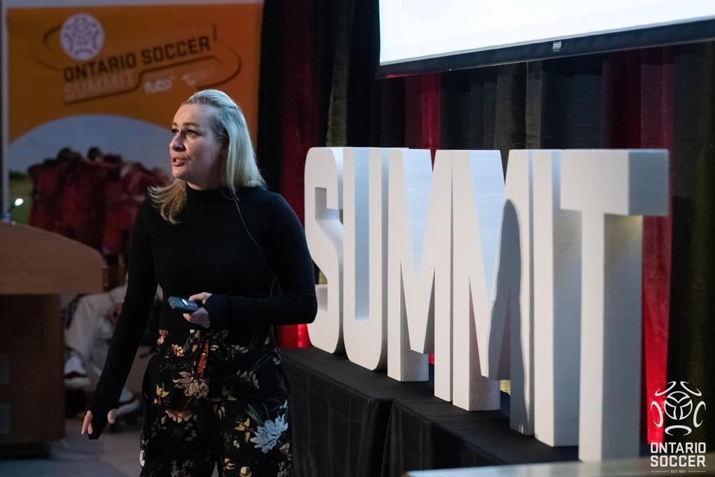 Allison Forsyth giving her keynote speech on Day 3 of the Summit in Marion Hall