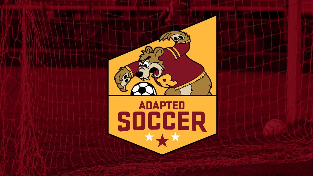 Image of a maroon-tinted photo of the soccer goal at Al Gowans stadium. The Teddy Girls Soccer logo is superimposed on top.