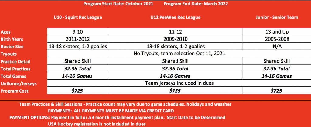 2020-2021 Rec League details