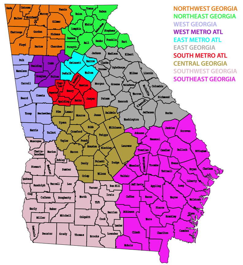 Georgia Regions Map Printable