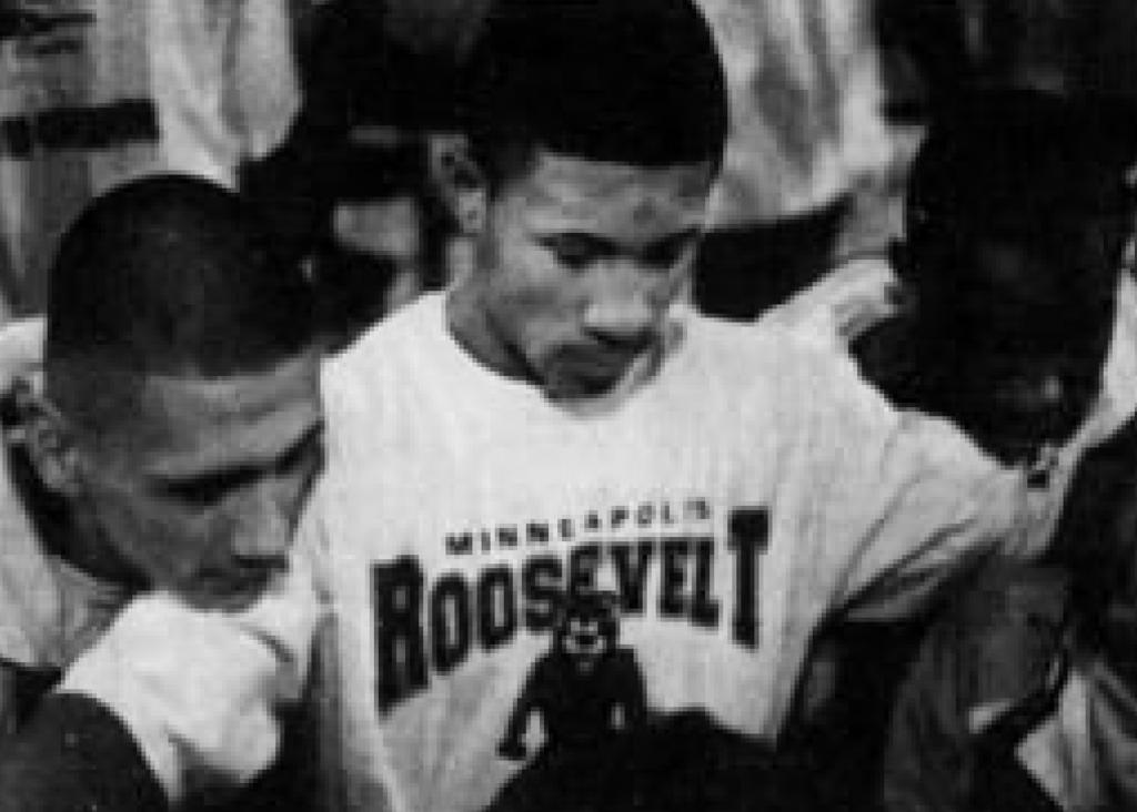 Minneapolis Roosevelt alumn Marcus LeVesseur as a Roosevelt Teddy wrestler