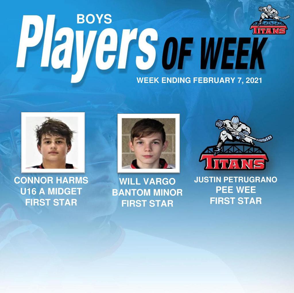 Titans announce Connor Harms, Will Vargo and Justin Petrugrano as Boys’ Players of the Week for Week Ending February 7