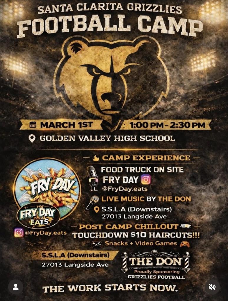 First Camp March 1 from 1:00-2:30 at GVHS