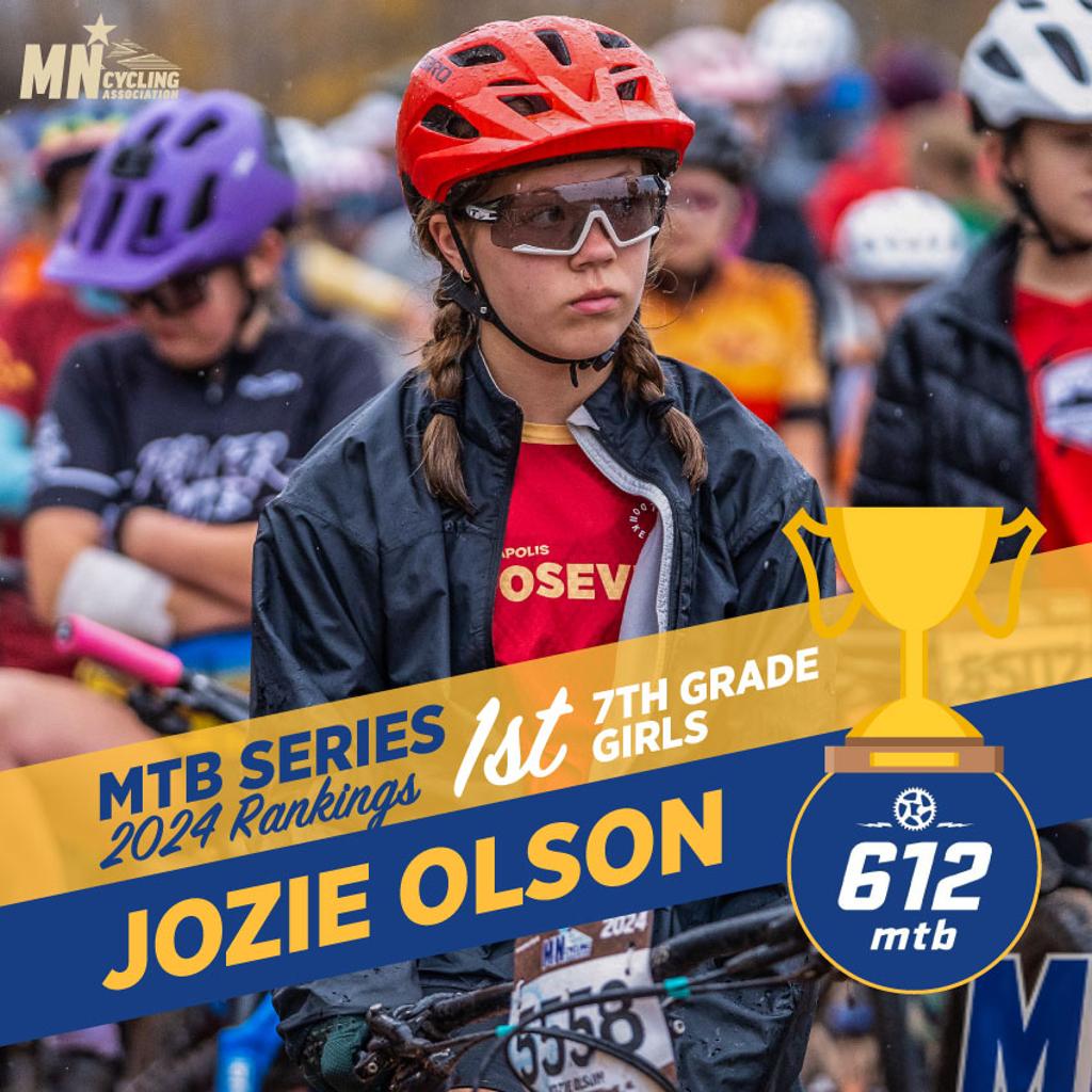 Graphic: MTB Series 2024 Rankings 1st 7th grade Girls, Jozie Olson